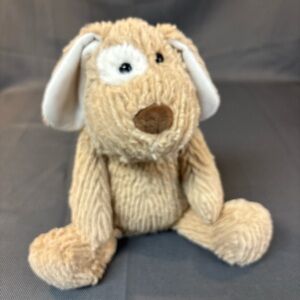 Manhattan Toy Co. soft plush puppy dog tan color ribbed chenille 14", eye patch